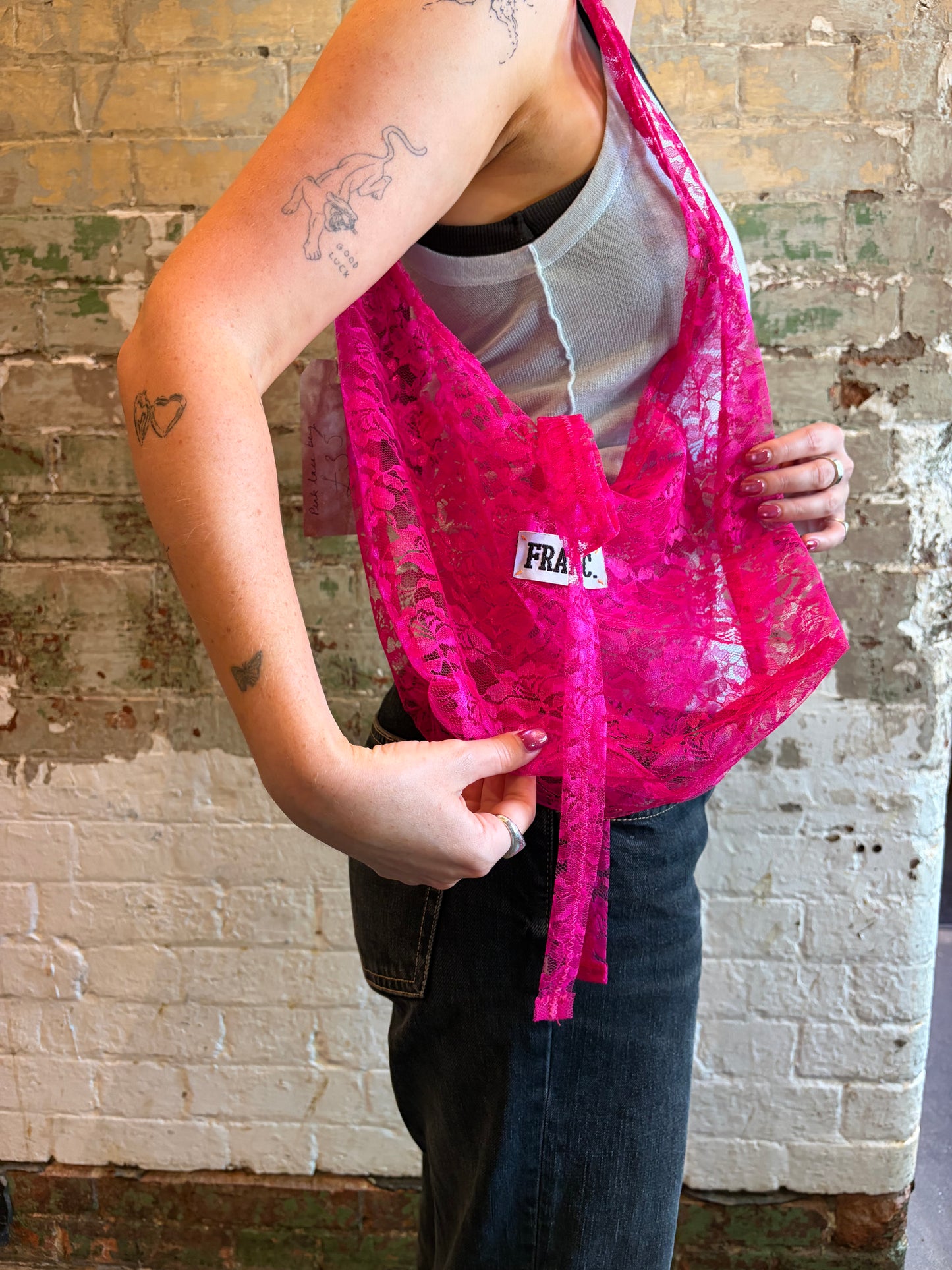 HOT PINK LACE BAG