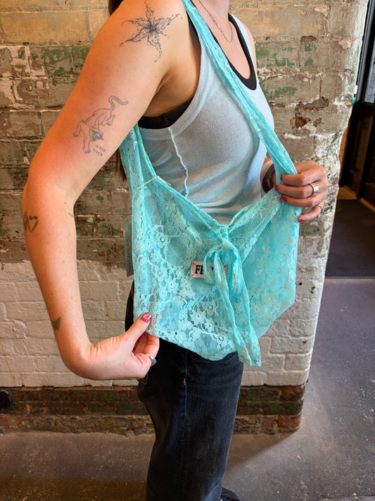AQUA BLUE LACE BAG
