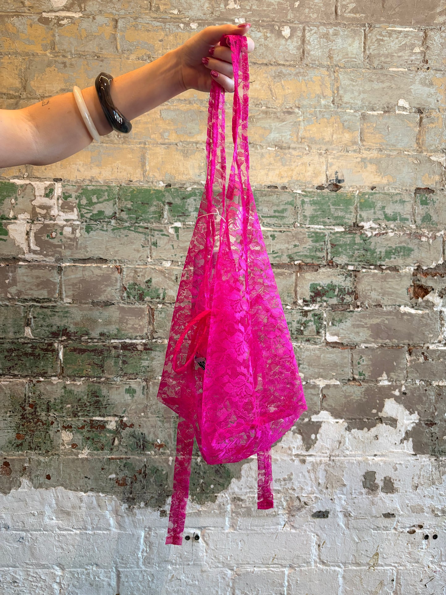 HOT PINK LACE BAG
