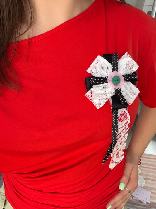 LACE AND RIBBON ROSETTE