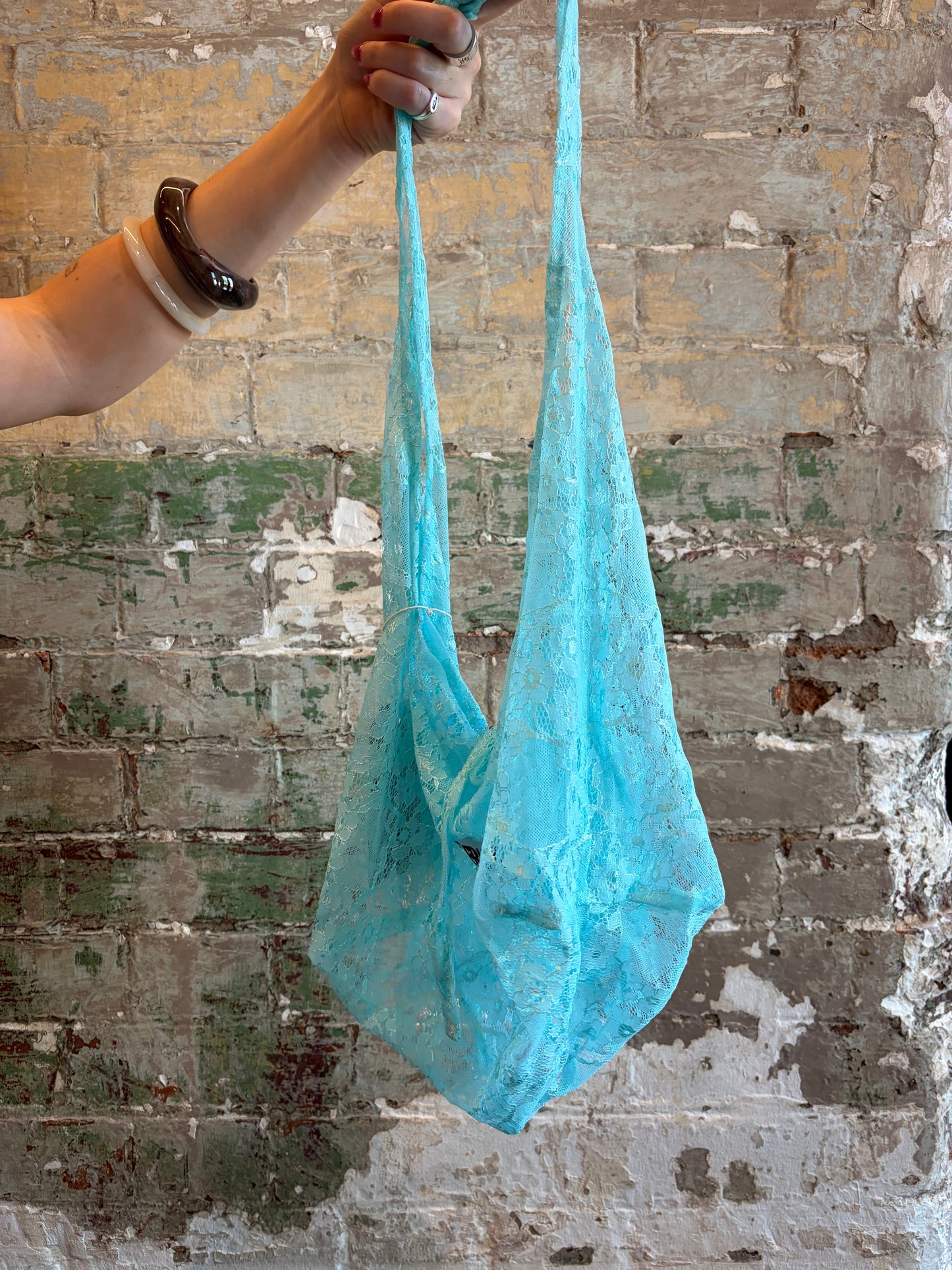 AQUA BLUE LACE BAG