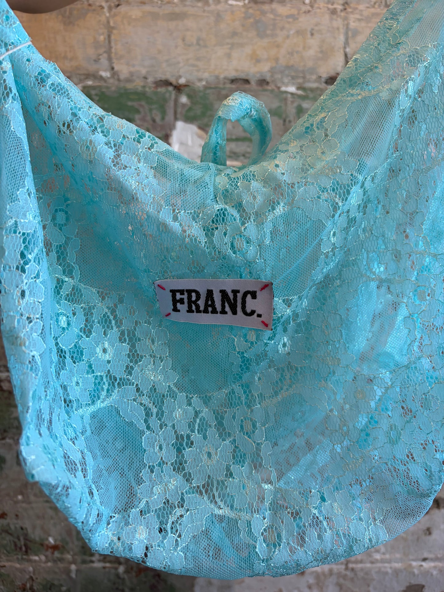 AQUA BLUE LACE BAG