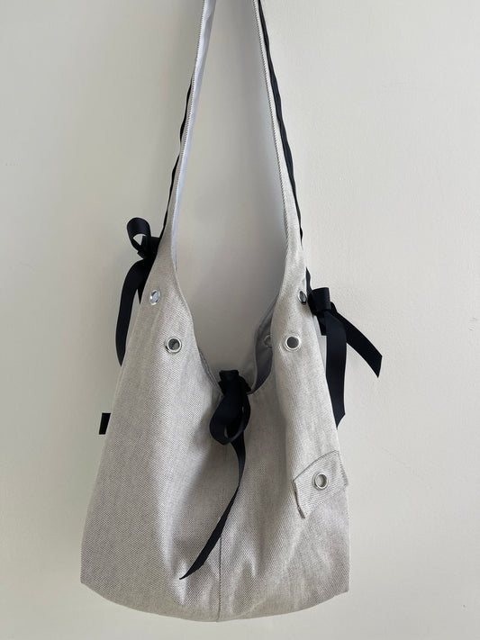 GREY TWILL DEAD STOCK DENIM SLING BAG