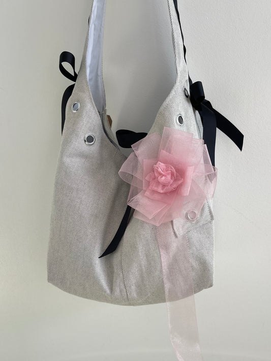 PINK ORGANZA ROSETTE BADGE