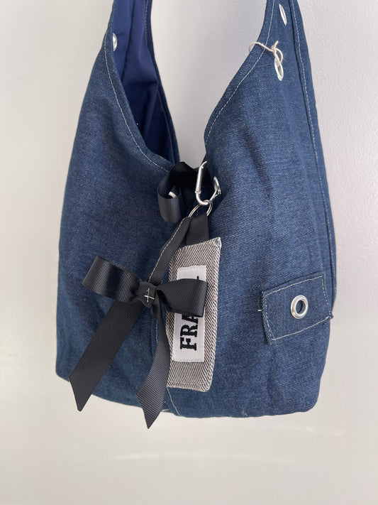 GREY DENIM KEY CHAIN