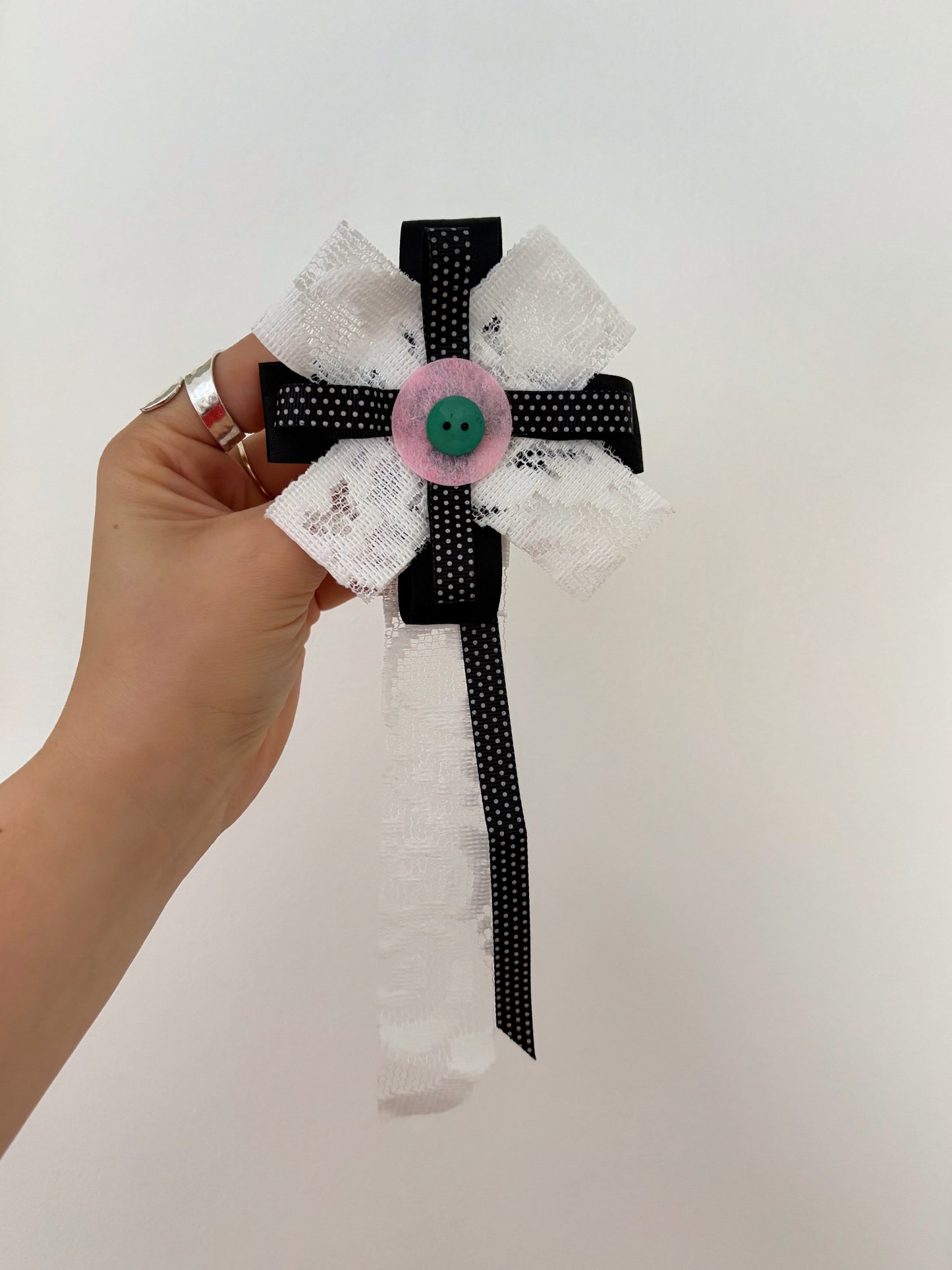 LACE AND RIBBON ROSETTE